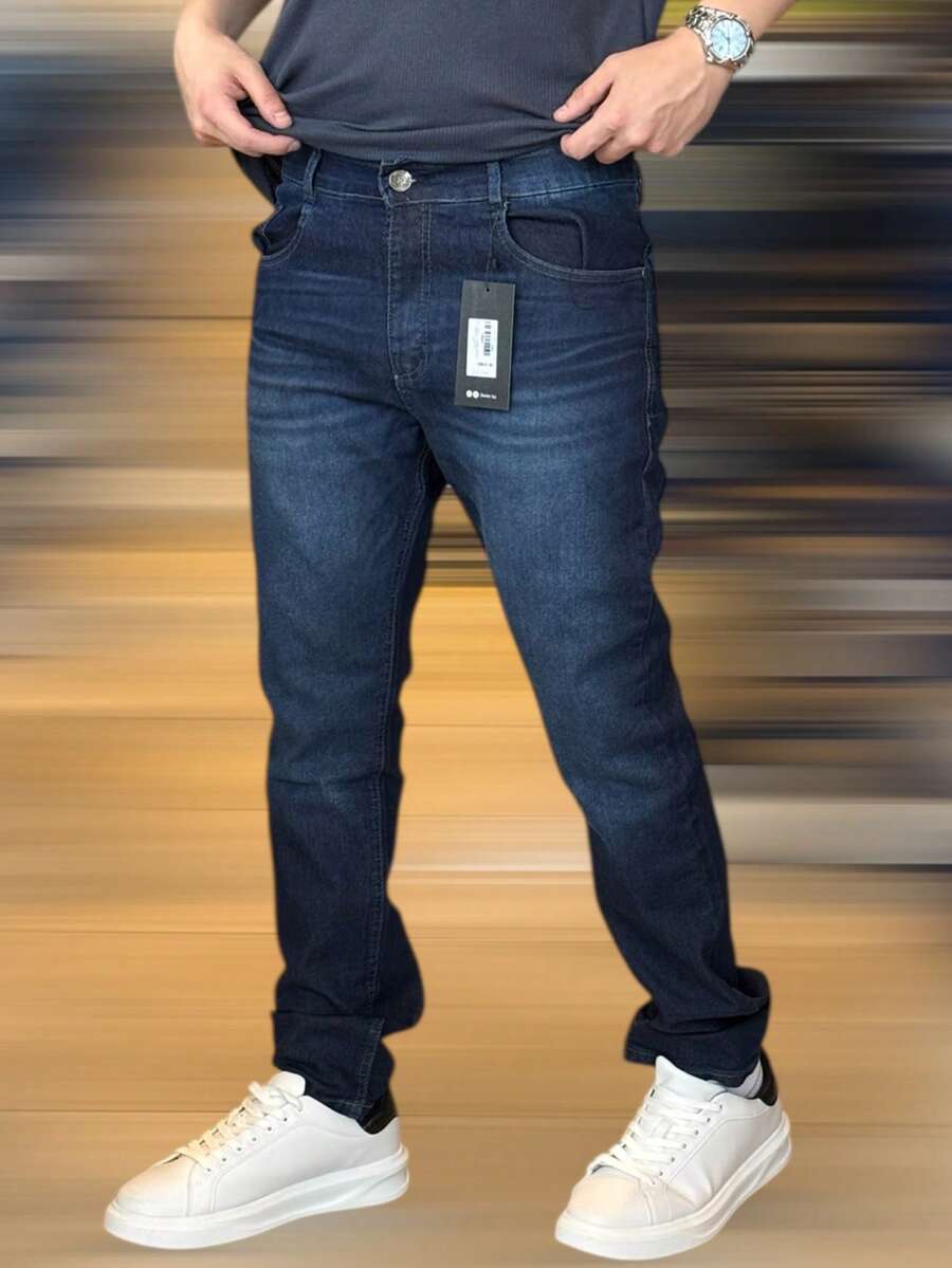 Men's Slim Fit Denim Jeans With Elastane And Lycra - Giặt màu xanh chàm (Indigo Blue Select Wash) - Xem 1