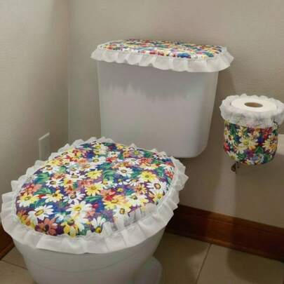 Set De 3 Piezas  De Cubiertas  De Baño Cubre Inodoro , Cubre Papel , Cubre Tapa De Tanque De Inodoro , Decoración Para Baño De Múltiples Estilos Versátil , Juego De Decoración De Baño , Funda Para Inodoro Cubre Tanque De Inodoro ,