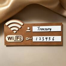 1个2D WIFI网络标志无线路由器密码牌，人造/棕色复古风格牌匾，家居/办公室/咖啡厅装饰，乔迁或母亲节礼物，密码提醒，简约风格，木质材质，生日礼物，家居装饰 - 彩色 - 查看 5