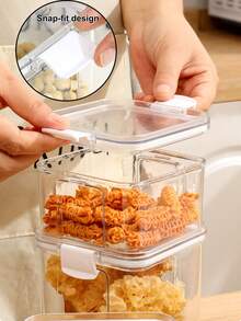 1pc Transparent Plastic Sealed Lid, Home Kitchen Nuts & Grains Storage Canister - Transparent - View 6