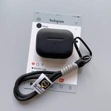 兼容保护套，手工编织双色挂绳蓝牙耳机保护套 - 黑色 - 查看 2