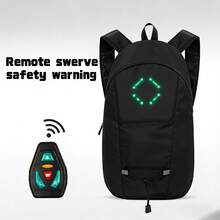 1 pieza Mochila para ciclismo LED de 15L, con 30 luces LED reflectantes, carga USB, diseñada para montar de noche, mochila impermeable y ligera con retroiluminación para ir al trabajo, adecuada para bicicleta, scooter eléctrico, ciclismo, viajes al aire libre, senderismo, correr, etc. Bolsa con señal de giro reflectante, mochila de alta visibilidad para ciclistas y viajeros masculinos y femeninos. - Negro - Ver 3
