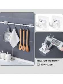8/4/2pcs Self-Adhesive Curtain Rod Brackets, Curtain Rod Hooks, Adjustable Curtain Rod Hooks, Bathroom Curtain Rods, Wall-Mounted Hooks, Heavy Duty Kitchen And Bathroom Door Adhesive Hooks, Suitable For Home, Living Room, Bedroom, Kitchen, Bathroom, Hotel Curtain Hooks - Multicolor - View 5