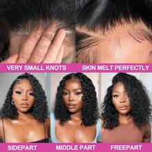 200% Density Curly Lace Front Wig 13x4 13x6 HD Lace Frontal Wigs Human Blended Wig - 5x5 Curly Wig Glueless Jerry Curly Deep Wave Brazilian Virgin Hair Lace Front Wigs Curly Water Wave Lace Front Wig For Women - Natural & Black - View 7