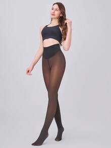 Thiết kế dây đai nén và đường may đơn mới! Quần legging giữ nhiệt lót len cổ điển, quần bó sát ấm áp cho nữ mùa đông, quần tất lông cừu mùa thu/đông, quần nhung dày ấm áp gợi cảm, quần legging giữ nhiệt ôm sát co giãn. - Màu nâu Sô-cô-la - Xem 5