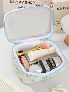 1pc Blue Bow Knot Large Capacity Handheld Makeup Bag, Minimalist Style Multi-Functional Cosmetic Bag, Travel Makeup Organizer, Women's Clutch Bag, Zipper Aesthetic Travel Toiletry Bag, Pen Case, Makeup Tool Storage Bag, Women's Gift, Travel Essential - Baby Blue - View 8