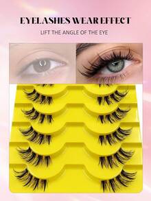 Asiteo 10 Pairs Cartoon Style Elongated Tail Pointed Tip Eyelashes, Thai Cat Eye Anime False Lashes, Natural Thin Faux Mink Lashes With Transparent Band, Eyelash Extensions For Daily Makeup, False Eyelashes, Eyeliner - Lông mi  mắt mèo - Xem 2