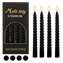 4pcs Black Metal Style Cone Candles Set, 10-Inch Black Candle Holders, 8-Hour Clean Burning Black Candles - Multicolor - View 16
