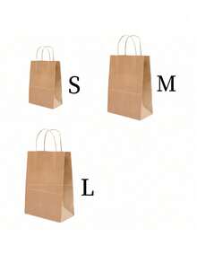 50pcs Kraft Paper Gift Bags With Handles, Drawstring Kraft Paper Bags, 15 X 8 X 21 Cm, Suitable For Birthday, Wedding, Valentine's Day And Party Celebrations - Multicolor - View 10