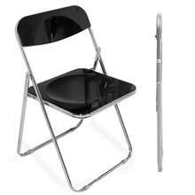 2-Piece/4-Piece/6-Piece Acrylic Folding Chair Sets, Stackable, Lightweight And Durable, Modern Armless Design, Suitable For Indoor/Outdoor Use, Perfect For Holiday Parties. - 黑色 - 查看 10