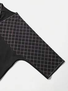 1pc Woven Fabric Rhinestone Embellished Robe, Suitable For Ramadan, Eid Al-Fitr, Eid Al-Adha, Friday Prayers, Weddings, Family Celebrations, National Holidays And Cultural Festivals, Spring/Autumn - Black - View 4