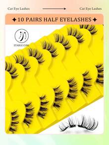 Rikuaild 10 Paar Eid Festival Künstliche Wimpern, natürliche halbe Augen Wimpern, Fuchs Katzenaugen Klare Band Wimpern, Flauschige Wispy 3D Kunstmink Wimpern Set, Weiche Streifen Falsche Wimpern - Geeignet für Rollenspiele, tägliches und Date Make-up