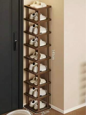 Estantería de bambú elegante de 9 niveles, con acabado de grano de madera natural - ahorro de espacio, fácil montaje, adecuada para dormitorio, pasillo y cocina - organizador de almacenamiento cuadrado de moda para zapatillas, tacones altos y stilettos