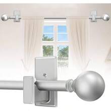 Black Curtain Rods No Drilling - Adjustable No Drill Curtain Rods 32 - 45 Inch With Adhesive Brackets Bedroom Apartment Renter Friendly 5/8 Inch Small Door Cafe Single Rod Easy Install - Sliver + 32-60"(For 26-55" Windows) - View 2