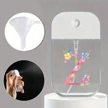 Card Spray Perfume Bottle With Funnel Travel Moisturizing Sprayer Pocket-Sized Portable Perfume Atomizer With Keychain Silicone Funnel Hand Sanitizer Storage Box Suitable For Carrying Outside Refillable Empty Box Initial Name 26 Letters Pattern