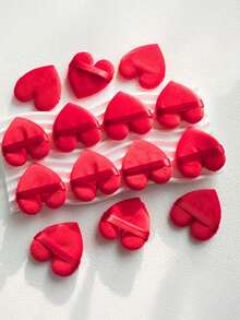 50pcs Heart-Shaped Plush Makeup Sponges With Ribbon Handle, Soft Plush Cosmetic Sponges For Dry & Wet Use, Reusable Face & Body Beauty Tool, Suitable For All Skin Types - Pink, Gentle Plush Texture Facial Makeup Sponge