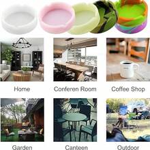 1 pièce Mini cendrier en silicone, compact et élégant pour l'intérieur, mignon et portable, léger, accessoire pour cigare, porte-cigarette, convient pour la terrasse extérieure, le bureau, la voiture, la maison - Rose bonbon - Voir 3