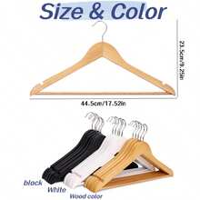 10pcs 360° Rotating Wooden Clothes Hangers With Notches, Wardrobe Hangers For Shirts, Coats, Jackets, Dresses