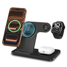 可折叠三合一无线充电座，兼容苹果磁吸充电支架，适用于 17/Air/16/15/14/13/12 系列，兼容 Ultra 11/10/9/8/7/6/5/4/SE/3/2，兼容 Pro 4/3/2 - 彩色 - 查看 1