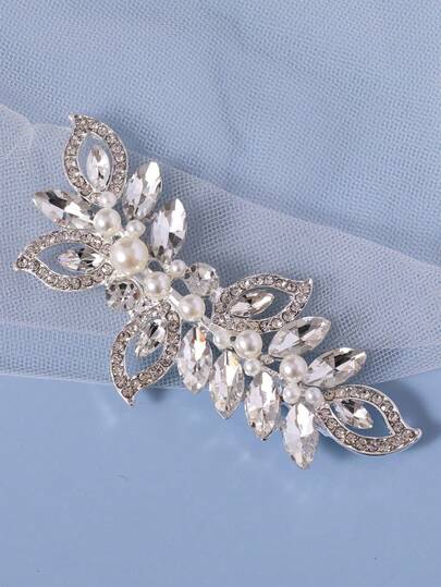 1pc Elegant Women's Hair Clip Decorated With Shiny Rhinestones And Faux Pearls - Ideal For Brides, Parties And Everyday Glamorous Looks