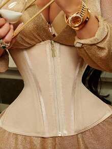 1PC Women's Latex Waist Trainer Girdle, Shaping Belt With Zipper Closure, Tight Compression Belly Control Band, Tummy Control, For Daily Wear, Festivals And Other Occasions, Women Waist Trainerss - Màu be - Xem 2