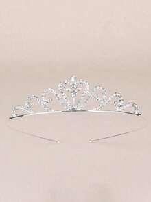1件时尚优雅水晶皇冠发饰，适合女性日常装饰、服装搭配、约会、派对、节日礼物[皇冠形状随机] - 銀色 - 查看 5