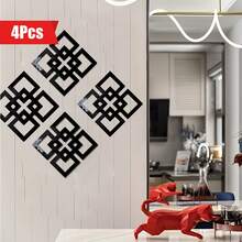 4 piezas Pegatinas decorativas de pared de arte DIY con efecto de espejo acrílico para sala de estar, comedor, dormitorio - Multicolor - Ver 1