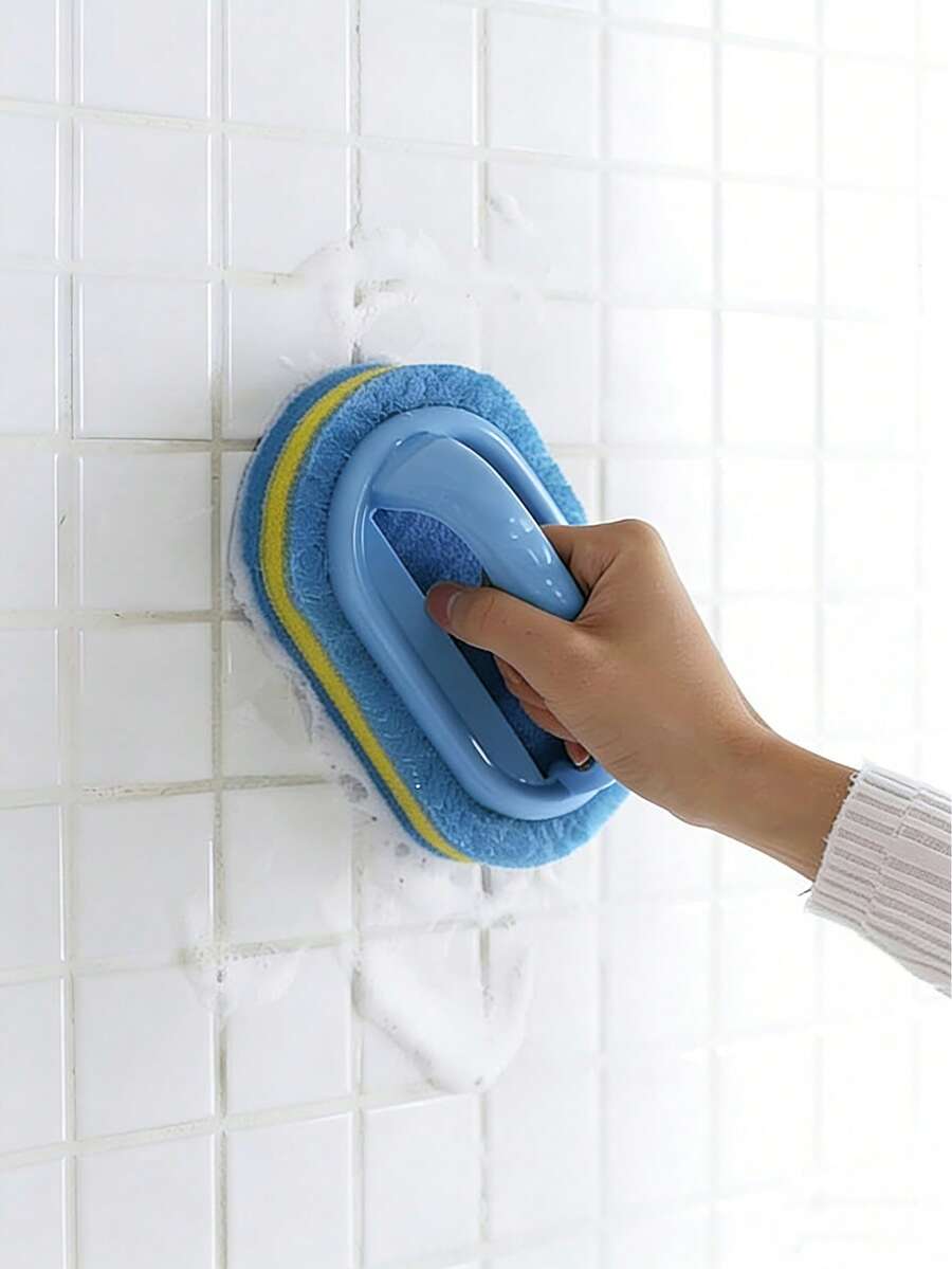 2 Pcs Ultra Fine Fiber Tile Sponge Cleaning Brush, With A Built-In Handle That Does Not Harm Hands And Has Strong Cleaning Power, Suitable For Daily Household Cleaning - Multicolor - View 1