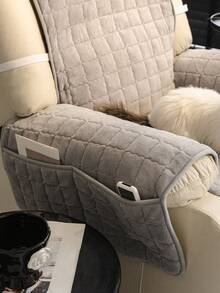 1pc Thick Warm Jacquard Flannel Sofa Cushion, Style Pet-Friendly Anti-Dirty Anti-Slip Sofa Recliner Chair Cover, Autumn/Winter Anti-Cat Scratch Sofa Protector Suitable For Living Room Single Seat Sofa Recliner (Sold Individually) - Light Grey - View 5
