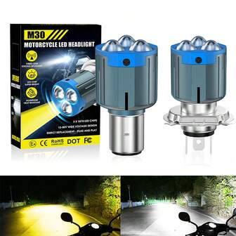 1PC 3 Lenses BA20D H4 Motorcycle Headlamp Bulb 1: 1 H6 White Yellow Lime Highlight Moto Spotlight Scooter Moto Accessories