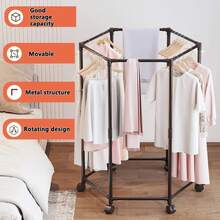 Coat Racks,Clothes Drying Rack With Wheels, Space-Saving Clothesline Home,Sturdy Metal Construction,Balcony, Living Room - màu đen - Xem 5