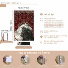 1 pieza Arte de pared de lienzo vintage - Dos caballos sobre una alfombra , con diseño ecuestre y de alfombra , patrones tradicionales rojos y azules, y un estilo estético moderno. Adecuado para la decoración del hogar, la decoración de la habitación, la decoración del dormitorio, la decoración de la sala de estar, la decoración del baño y la decoración de la pared. Arte de pared opcional con marco. - Multicolor - Ver 16