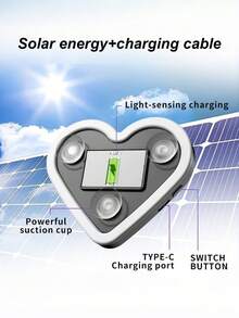 3.7V+300mAh 锂电池太阳能心形霓虹LED灯，无线氛围灯，适用于汽车后窗装饰，流行的汽车LED车窗发光心形氛围灯，USB装饰