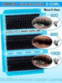 False Eyelash Gift Box Lash Clusters Kit 1105PCS 12 Styles Eyelash Cluster, Mega/Natural/3D Effect/Volume/Spikes Lashes Clusters Kit With Bond&Seal Lash Remover Brush Lash Applicator Headband & Wristband Set And Lash Shampoo & Brush, Perfect For Beginners &Proficient, DlY At Home Easily, Soft Comfortable Easy Apply Natural Look For Makeup Daily - 黑色 - 查看 6