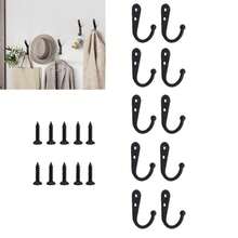 10pcs Kitchen & Bathroom Storage Hanging Hooks, Single Towel/Robe Hooks For Bathroom & Kitchen Organization - Black - View 4
