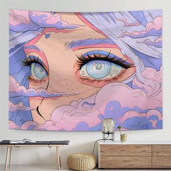 1 pieza Tapiz de animal divertido, decoración de fondo, decoración de pared, tapiz de poliéster, decoración de pared para sala de estar, dormitorio, oficina, decoración de dormitorio, decoración del hogar, decoración de fiesta, paño colgante de pared de cocina rectangular impreso con cortina, incluye 3 clavos de pared y 2 clips