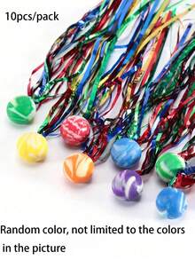 10pcs/Pack Comet Ball, Assorted Color Bouncy Balls With Colorful Ribbons, Rubber Balls, Party Favors, Prizes, Birthday Gifts (Style Randomly Assorted)