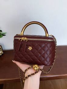 Solid Color Fashionable High-End Versatile Women Handbag & Shoulder Bag - Red - View 9