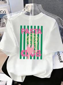 Tween Girls' Casual Striped Letter Print Short Sleeve T-Shirt, Summer - White - View 2