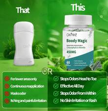Gwynne Boody Magic Tabletas De Clorofila Natural Para El Olor Corporal Femenino Contiene 450 Mg De Clorofila Y Chlorella, Suplemento Desodorante Corporal Para Hombres Y Mujeres,60 Cápsulas - 2 piezas - Ver 6
