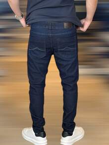 Men's Slim Fit Denim Jeans With Elastane And Lycra - 靛藍 - 查看 4