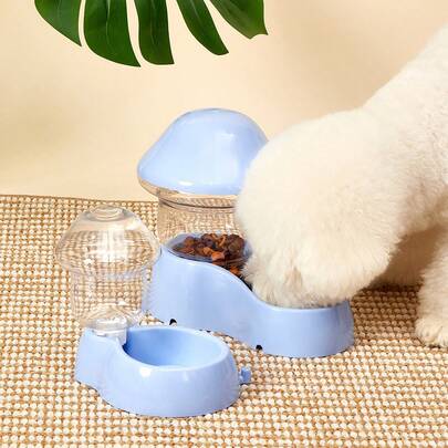 PETSIN 1 件装猫碗狗自动饮水食物分配器，防溢宠物蘑菇碗，大容量宠物喂食器