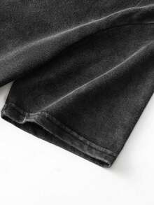 Double-Sided Digital Flame Face Printed T-Shirt With "" Motif Breathable T-Shirt | Avant-Garde Casual Wear 1Pcs Casual Soft Short Sleeve Pure 100% Cotton 220gsm - 黑色 - 查看 5