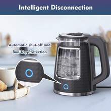 DUCHIFAD Electric Tea Kettle For Boiling Water Stainless Steel Base, 2.0L/1000W, With Auto Shut-Off And Boil-Dry Protection, Wide Opening - 查看 4