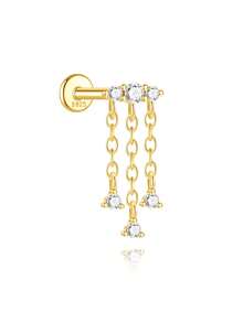 1Pc Colorful 925 Sterling Silver Earrings For Women Hiphop Bohemia Flat Back Stud Earring Ear Clip Helix Cartilage For Daily Wear Wedding Party Engagement Christmas Gifts Fine Jewelry - Gold - View 19