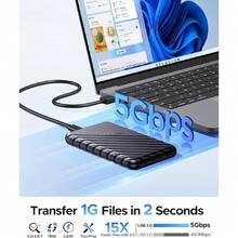 USB 3.0 Carcasa Disco Duro 2.5",  5Gbps Caja Disco Duro para HDD SSD SATA III de 7mm y 9.5mm de Altura con Cable USB, Sopporta UASP, Trim,No Requiere Herramientas(Negro),36735435 - Multicolor - Ver 2