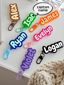 1 pieza Llavero de nombre de acrílico, accesorio DIY, adecuado para bolso, decoración de mochila, equipaje, etiqueta de nombre para cumpleaños y vacaciones, regalo para familia, amigos, regalo personalizado - Multicolor - Ver 1