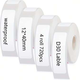 4 Rolls (160 Labels/Roll) For Phomemo D30/D35/D110/B100/Q30 Thermal Label Printer - & Tear-Resistant White Direct Thermal Paper, Compatible With Label Maker For Address, File, Storage Labels, No Ink/Toner Required, Ideal Gift