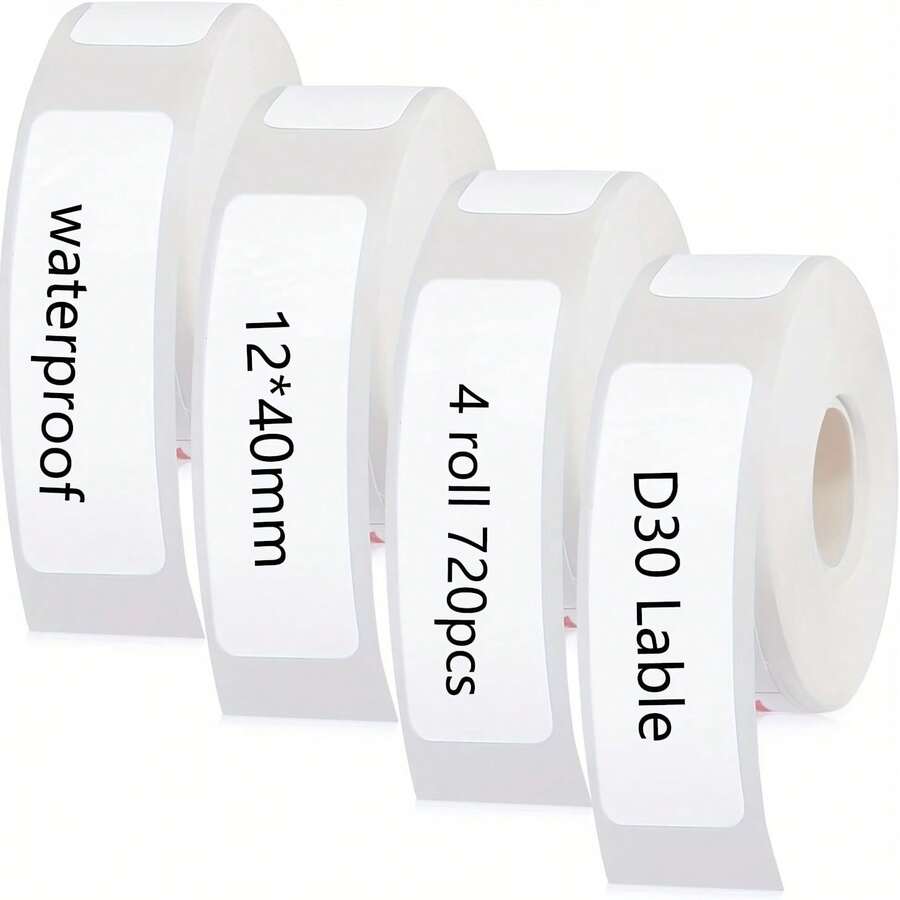 4 Rolls (160 Labels/Roll) For Phomemo D30/D35/D110/B100/Q30 Thermal Label Printer - & Tear-Resistant White Direct Thermal Paper, Compatible With Label Maker For Address, File, Storage Labels, No Ink/Toner Required, Ideal Gift - Multicolor - View 1
