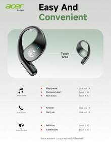 Acer OHR550 Open-Ear Wireless Earbuds, Ear-Hook Design For Sports, Running, Cycling, Heavy Bass 3D Sound, Call Noise Cancellation, Comfortable Fit, Compatible With Phones And Tablets - one-size - View 11